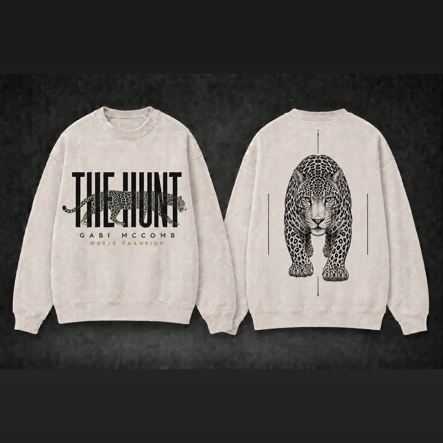 THE HUNT leopard crewneck — front and back print